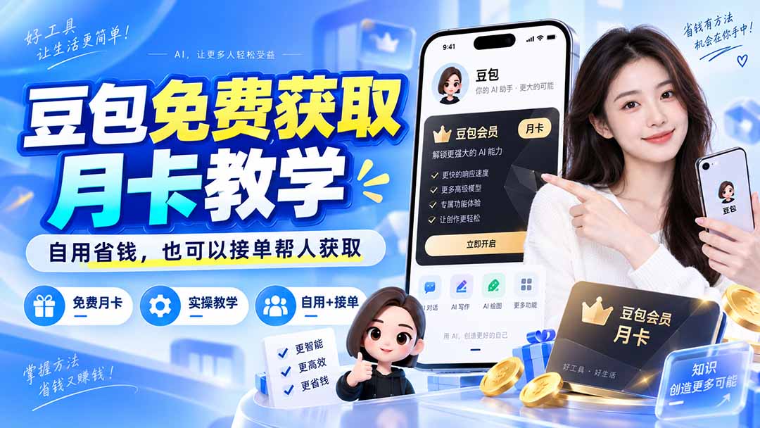 豆包免费月卡怎么获取？自用省钱还能接单帮人获取教学