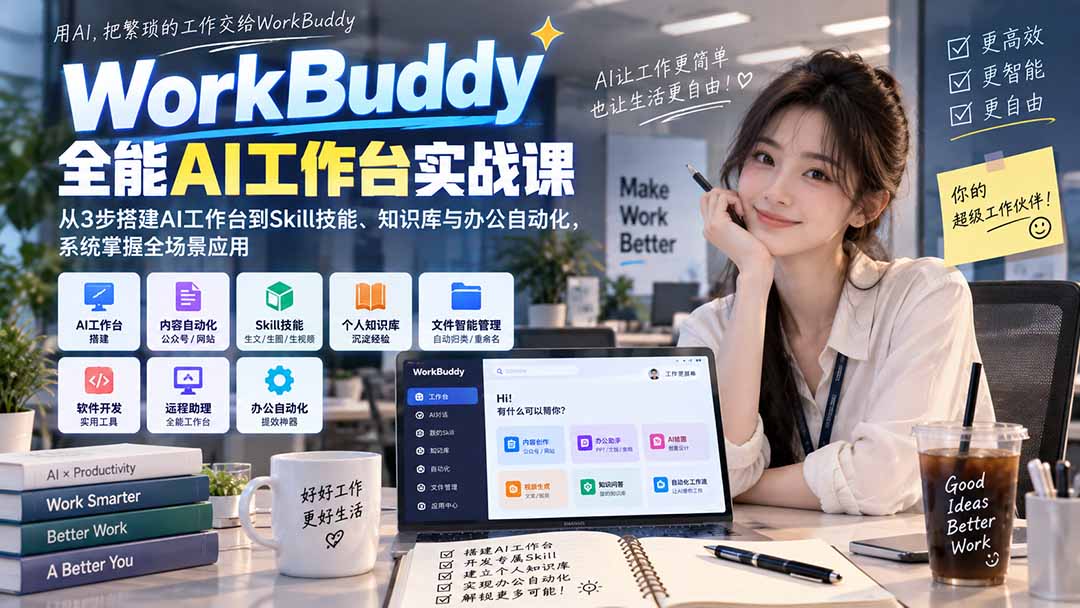 WorkBuddy实战课：AI工作台搭建、Skill技能与知识库办公自动化全掌握