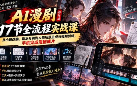 手机AI漫剧制作教程：17节小说改编剧本分镜人物场景生成与视频剪辑全流程