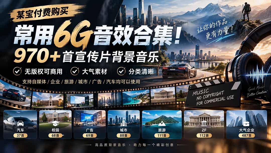 970+首宣传片背景音乐合集 6G无版权可商用大气素材