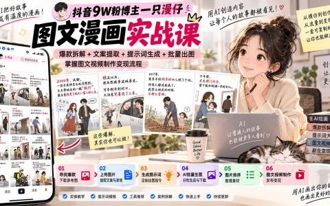 抖音9W粉博主一只漫仔图文漫画课：AI爆款拆解+批量出图变现