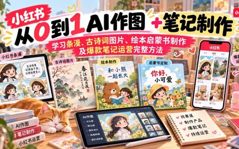 2026小红书AI内容创作从0到1：条漫古诗词绘本启蒙书制作与爆款笔记运营
