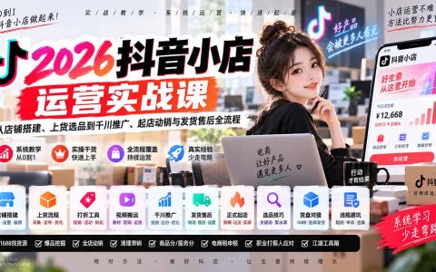 2026抖音小店运营实战课：从搭建上货选品到千川推广起店动销全流程