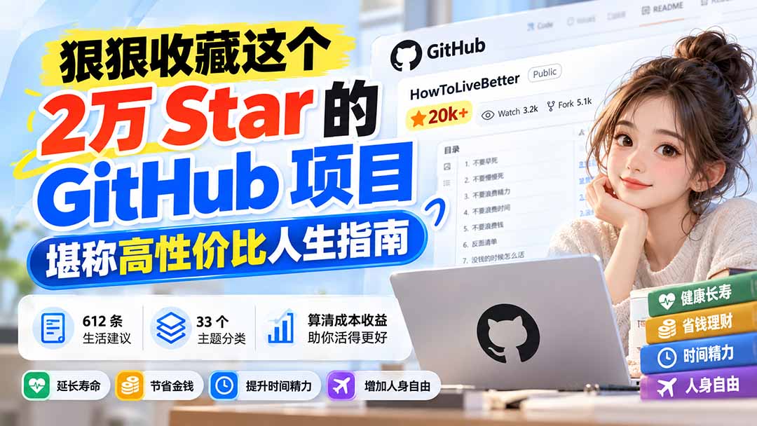 2万Star的GitHub开源生活指南：612条建议算清性价比