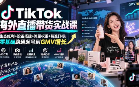 TikTok海外直播带货实战课：零基础起号打标到GMV增长