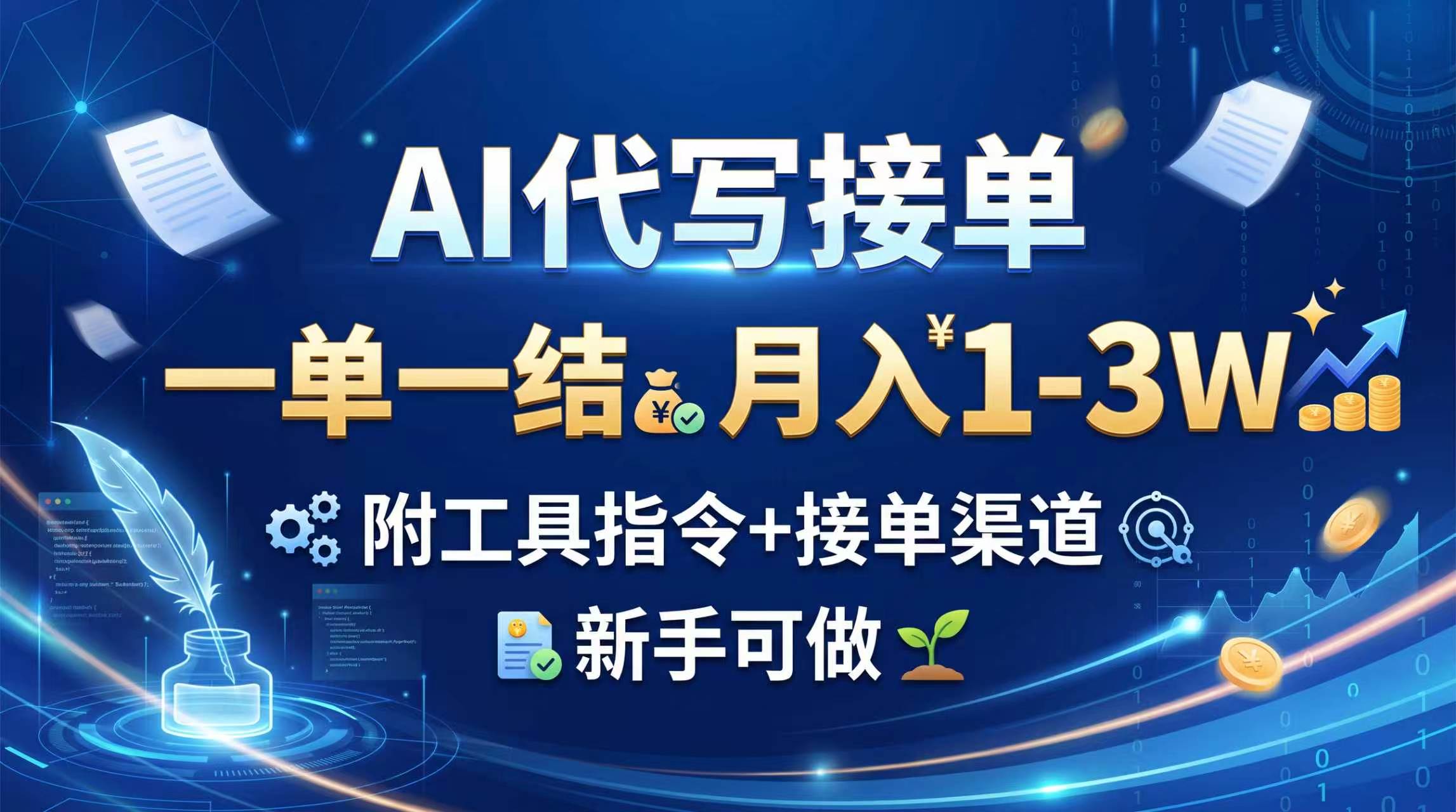 AI代写接单赚钱全攻略:一单一结变现1-3W,附AI工具指令+接单渠道,新手兼职副业首选 AI代写接单赚钱全攻略:一单一结变现1-3W,附AI工具指令+接单渠道,新手兼职副业首选