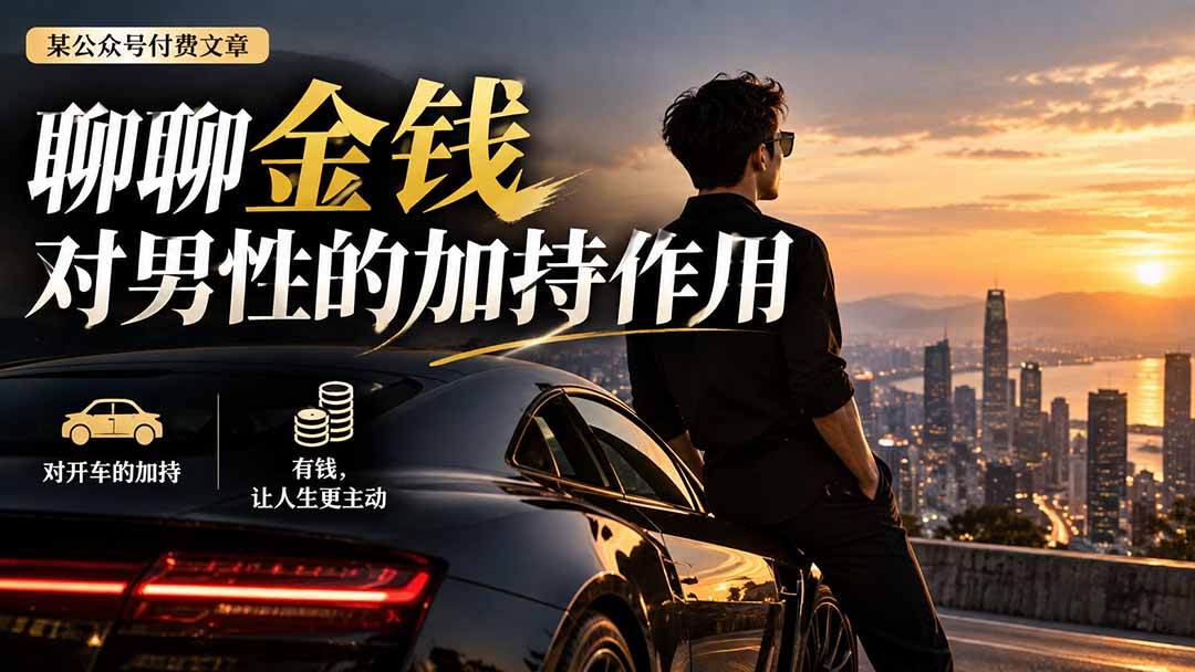 【无水印】某公众号付费文章：聊聊金钱对20-28岁男性的加持作用与开车困境