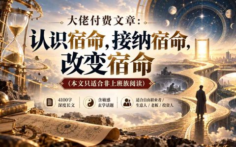 非上班族必读：认识宿命接纳宿命改变宿命，自由职业者老板投资人进阶心法