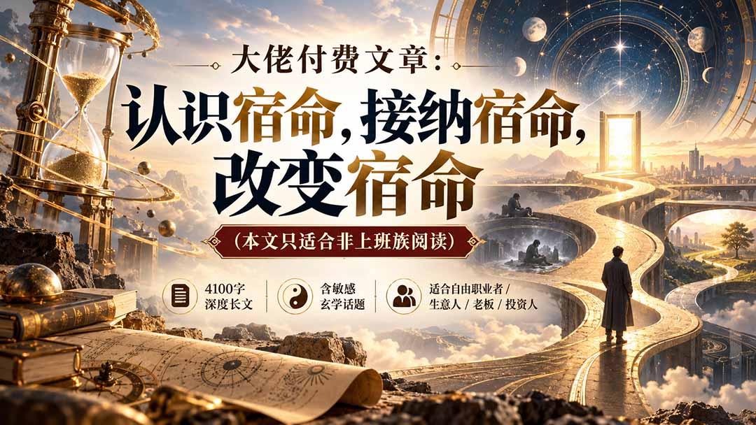 非上班族必读：认识宿命接纳宿命改变宿命，自由职业者老板投资人进阶心法