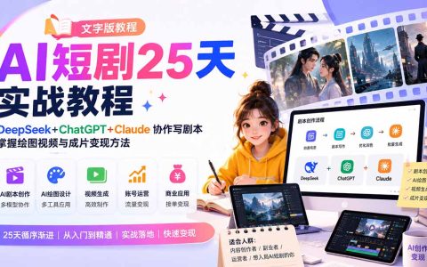 AI短剧25天实战教程：DeepSeek+ChatGPT+Claude写剧本，Midjourney绘图到变现全