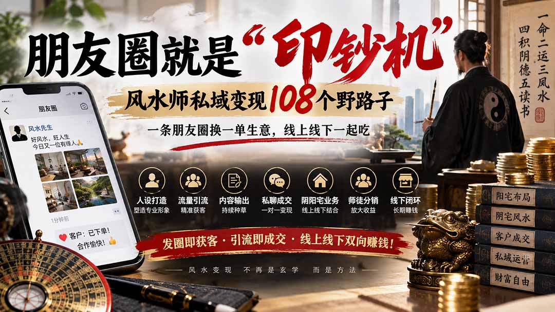 风水师朋友圈变现108招：私域获客成交话术与案例文案，发圈即接单
