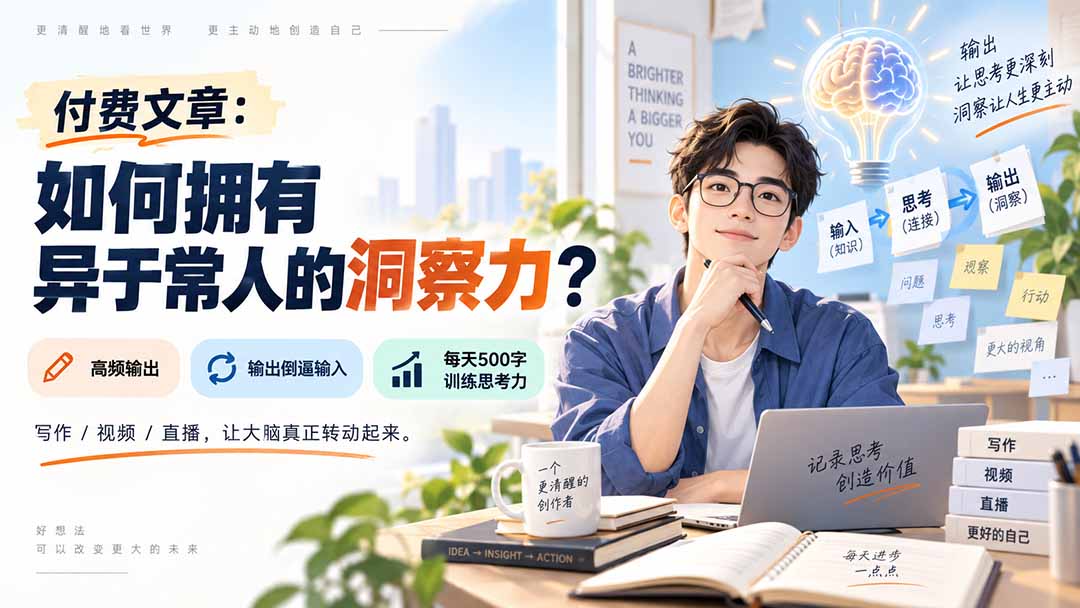 每天写500步骤字输出倒逼输入,如何拥有异于常人的洞察力? 每天写500步骤字输出倒逼输入,如何拥有异于常人的洞察力?