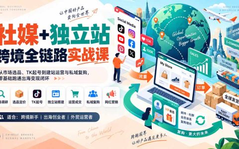 社媒+独立站跨境全链路实战：TK起号建站运营与私域复购