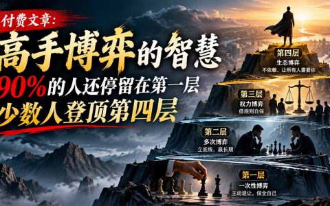 社会博弈四层逻辑：普通人最缺的博弈算账能力，高手都在用