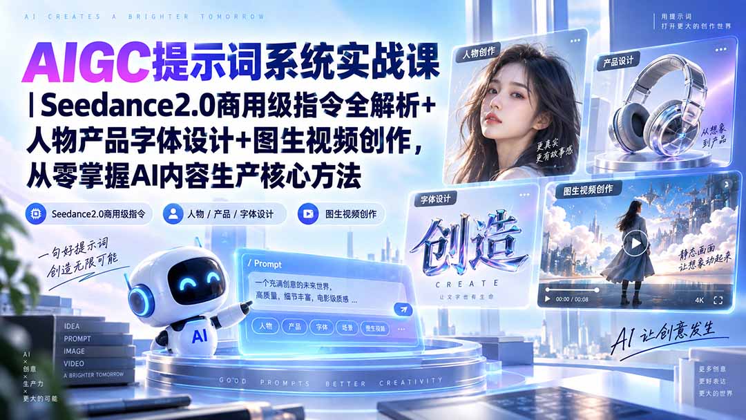 AIGC提示词系统实战课｜Seedance2.0商用指令+图生视频全解析