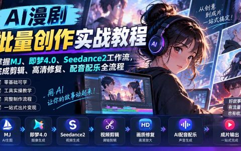 AI漫剧批量制作教程：MJ+即梦4.0+Seedance2全流程剪辑配音