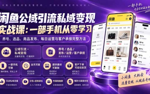 闲鱼公域引流私域变现课：手机养号选品发布运营客户承接全攻略