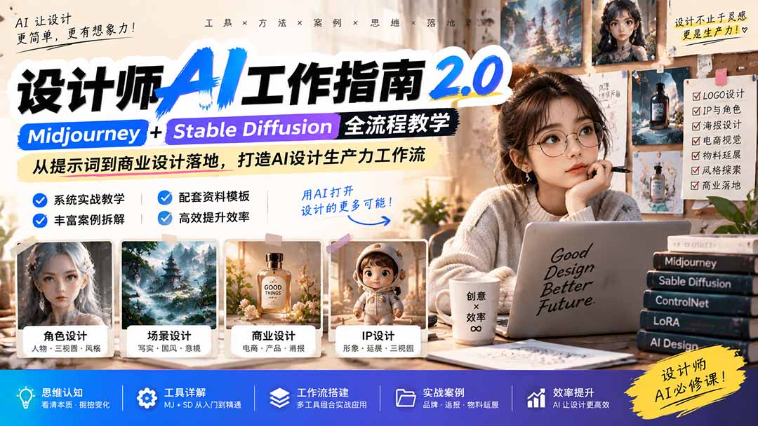 设计师AI工作指南2.0：Midjourney+Stable Diffusion商业设计实战