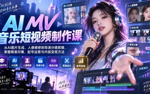 AI MV音乐短视频制作课：AI出图精修+分镜对嘴+起号变现