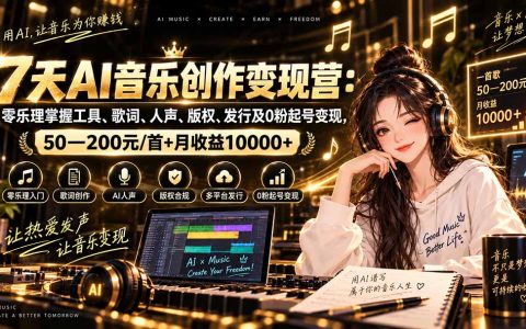 零乐理AI音乐创作变现实战：SUNO与X Studio全流程，0粉起号变现1W+