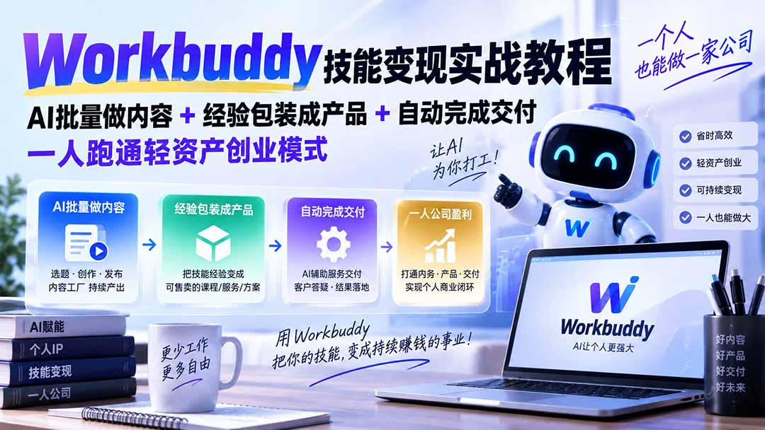 Workbuddy实战:AI批量做内容+经验产品化+自动交付,跑通一人公司 Workbuddy实战:AI批量做内容+经验产品化+自动交付,跑通一人公司
