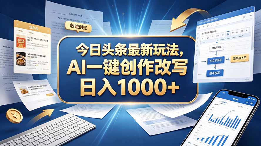 今日头条AI创作7.0玩法：小白零粉丝一键改写文章，轻松变现100步骤0+