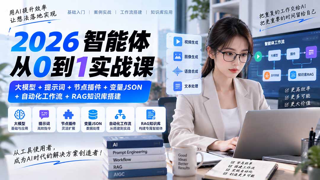 2026智能体从0到1实战：大模型提示词+工作流+RAG知识库搭建