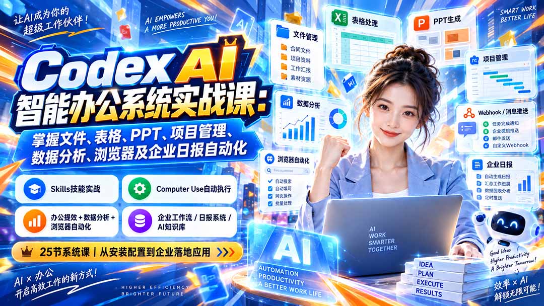 Codex实战课：Skills技能+办公自动化+数据分析全掌握