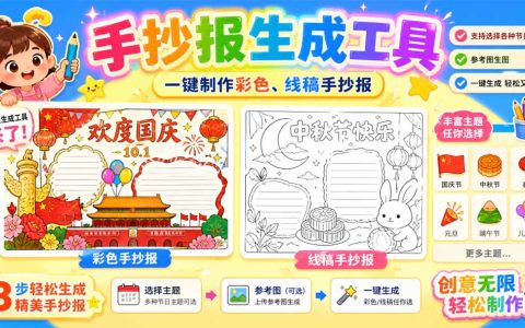手抄报批量生成工具免费版，告别豆包生图，高清无水印支持节日模板