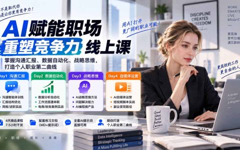 AI职场提效第二曲线实战课：沟通汇报数据工作流与AI编程自媒体运营