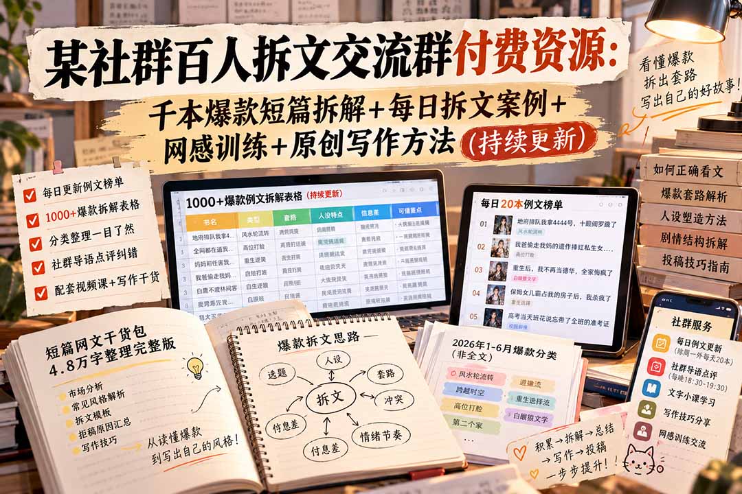 短篇网文拆文训练营：100步骤0+爆款拆解与网感提升方法