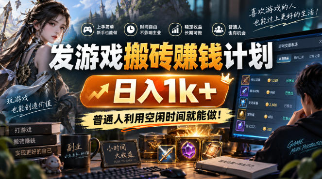 游戏搬砖赚钱计划：自动化皮肤扫货+G机打金，新手变现千元