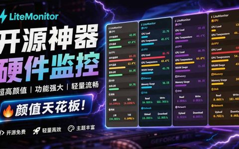 LiteMonitor电脑硬件监控工具，横竖屏桌面实时显示CPU/GPU/网速，轻量开源免安装