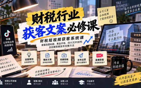 财税短视频获客课：选题标题黄金开场四大文案结构拍摄剪辑发布全流程
