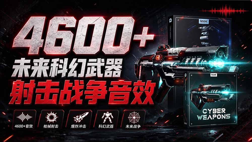 4600方法未来科幻武器开枪射击音效素材包｜Boom Library Cyber Weapons中文汉化
