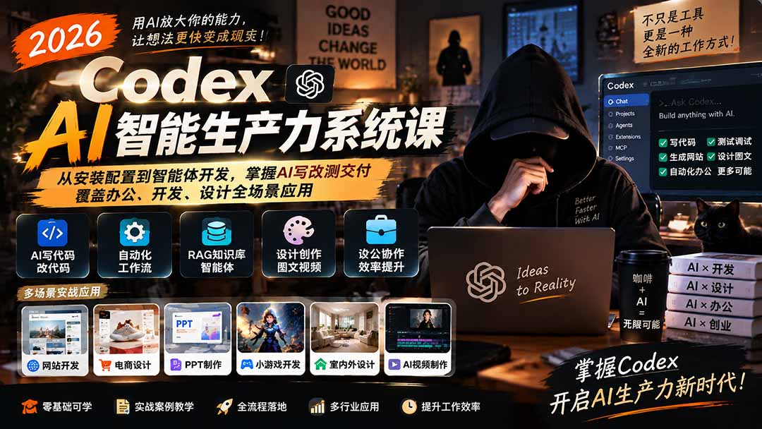 2026 Codex AI生产力系统课｜零基础掌握智能体开发与办公自动化
