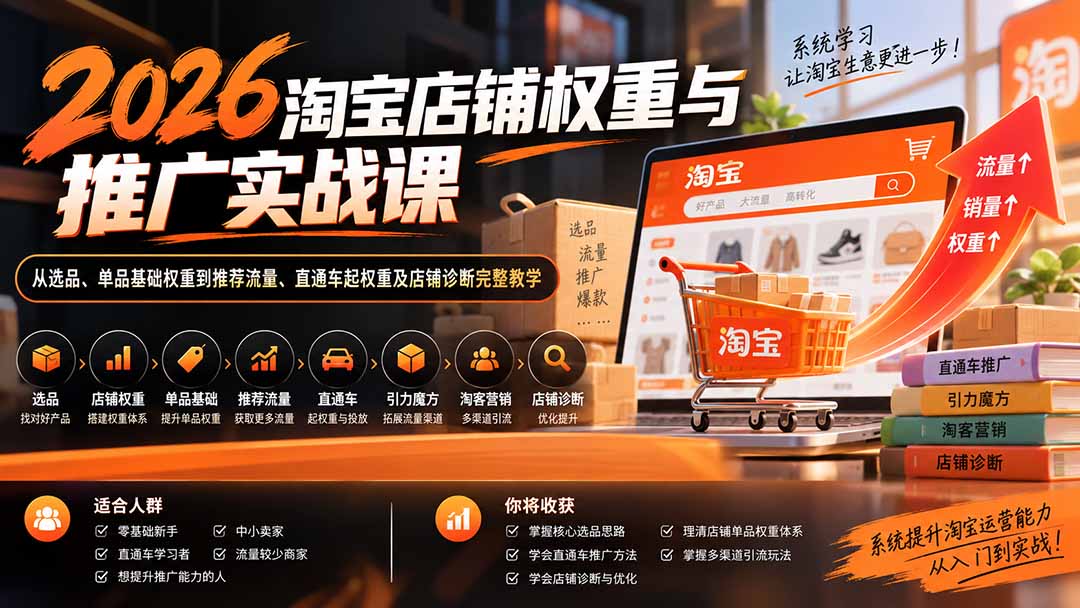 2026淘宝店铺权重推广实战：选品直通车起权重与店铺诊断