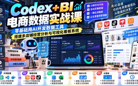 Codex+BI电商数据实战：零基础AI开发多店铺看板