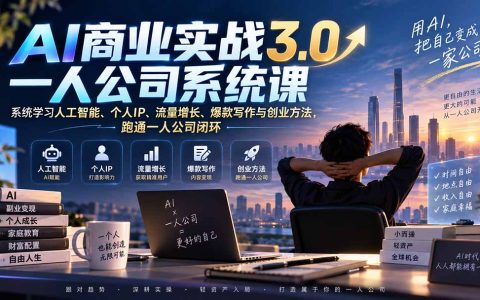 AI商业实战3.0：一人公司系统课，AI实操+爆款写作+流量变现，普通人副业创业必修