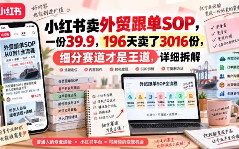 小红书外贸跟单SOP变现拆解：196天卖3016份，虚拟资料副业实操