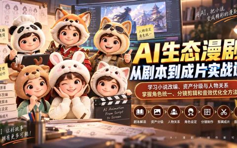 AI漫剧实战课：小说改编到成片全流程，即梦豆包角色统一与分镜剪辑