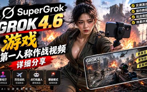 Grok 4.6第一人称作战游戏实测：FPS效果与AI游戏生成玩法讲解