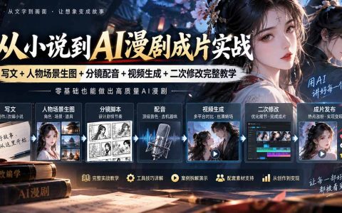 AI漫剧制作全流程实战：小说改编+人物生图+分镜配音+批量生成教程