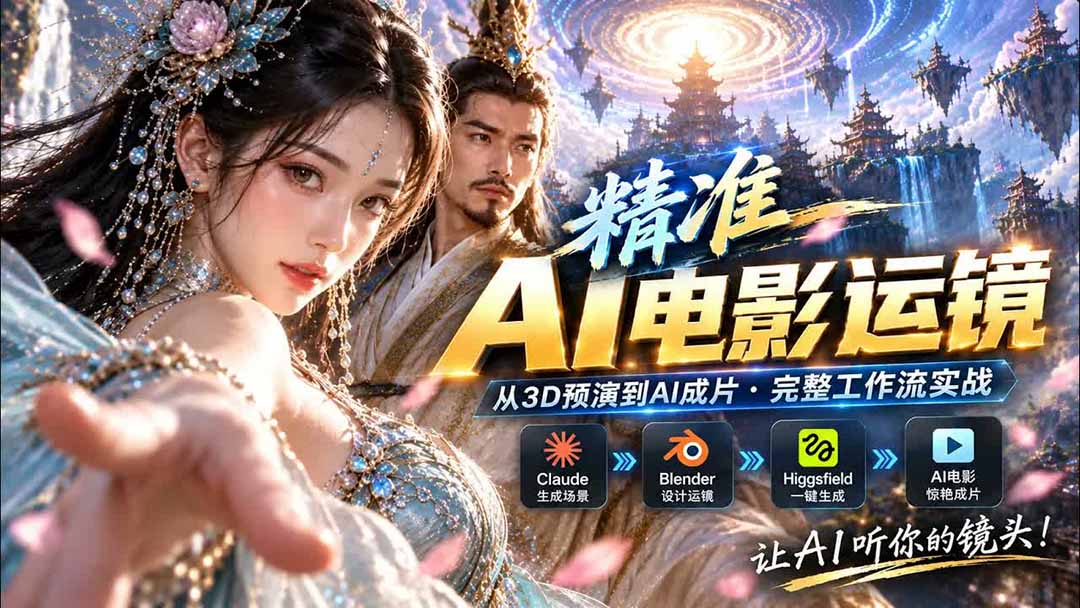 Claude+Blender+Higgsfield：AI视频精准运镜免费插件实测教程