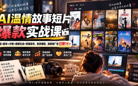 AI温情故事短片实战课：选题剧本分镜+视频生成剪辑发布，涨粉变现