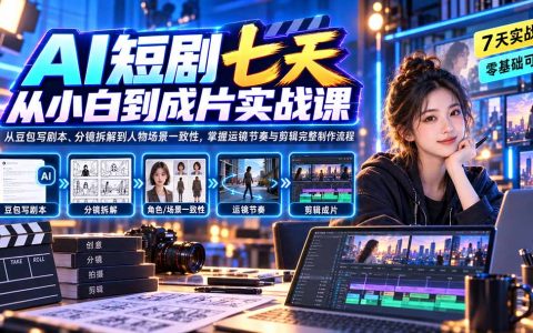 AI短剧制作全流程实战：豆包写剧本到分镜拆解，人物场景一致性及运镜剪辑成片教学