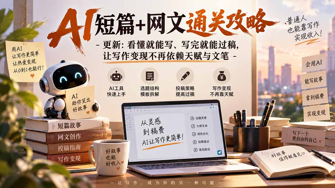 2026 AI短篇+网文通关攻略：零基础用AI写作过稿变现