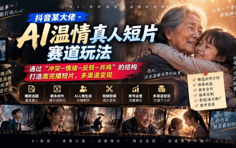 抖音AI温情真人短片课：冲突情绪反转共鸣高完播变现