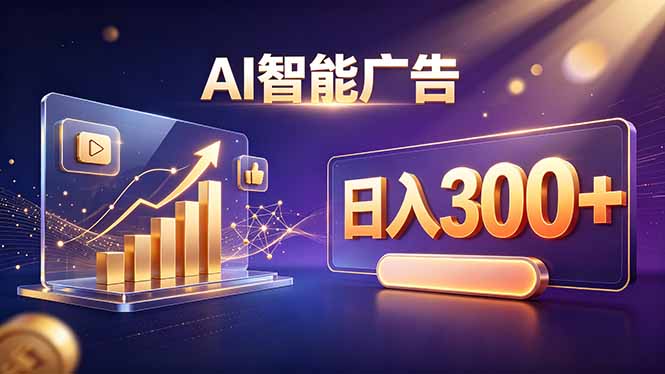 AI智能广告副业新赛道，不露脸不直播变现300方法实操指南