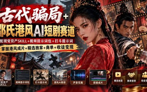 邵氏港风AI短剧课：古代骗局+NEO+NOIZ声音克隆+商单收徒变现